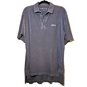 Orvis Shirt Mens Medium Blue Polo Casual collared Fish logo Golf Lightweight